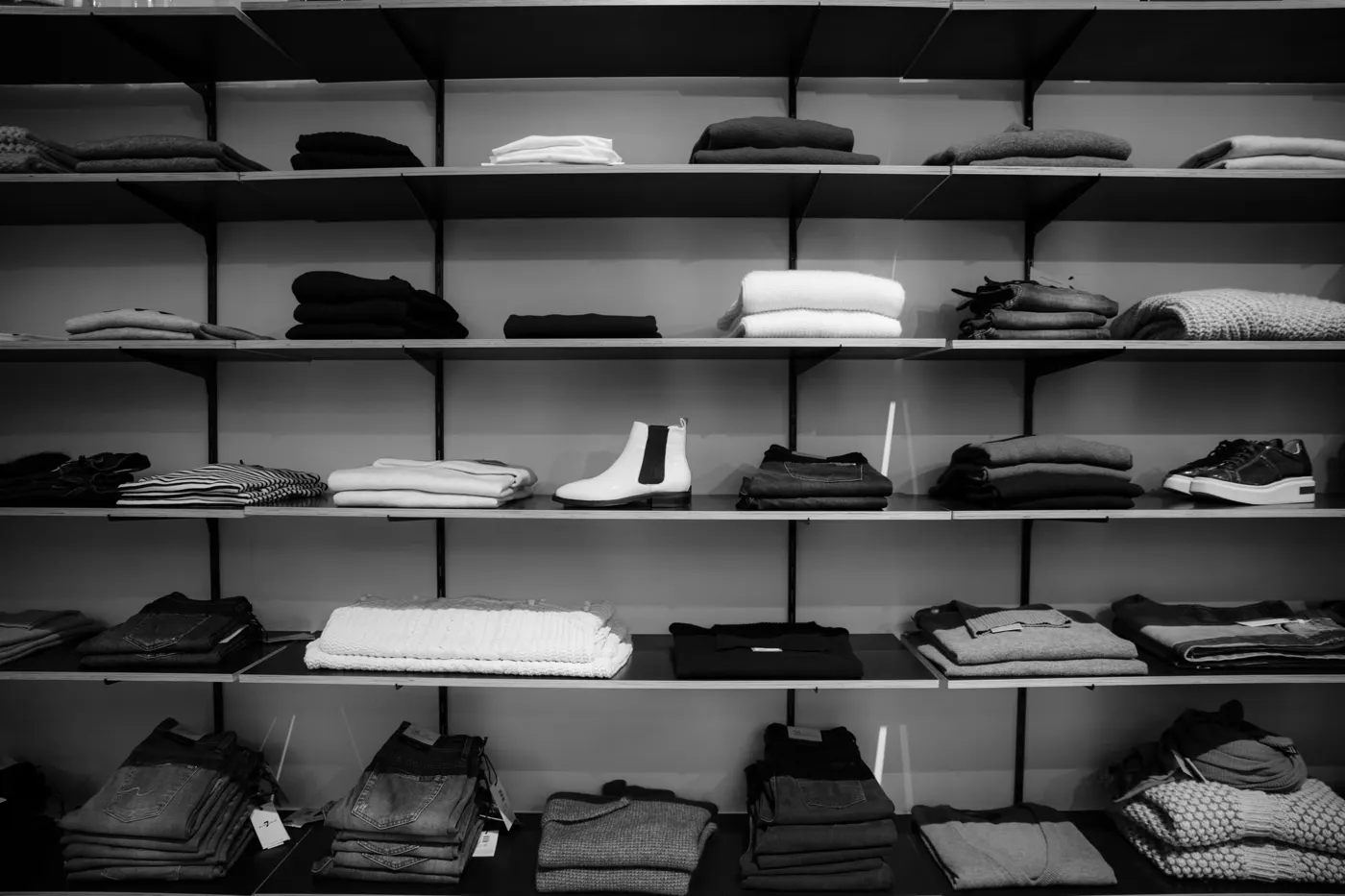 Clothing displayed in a retail store