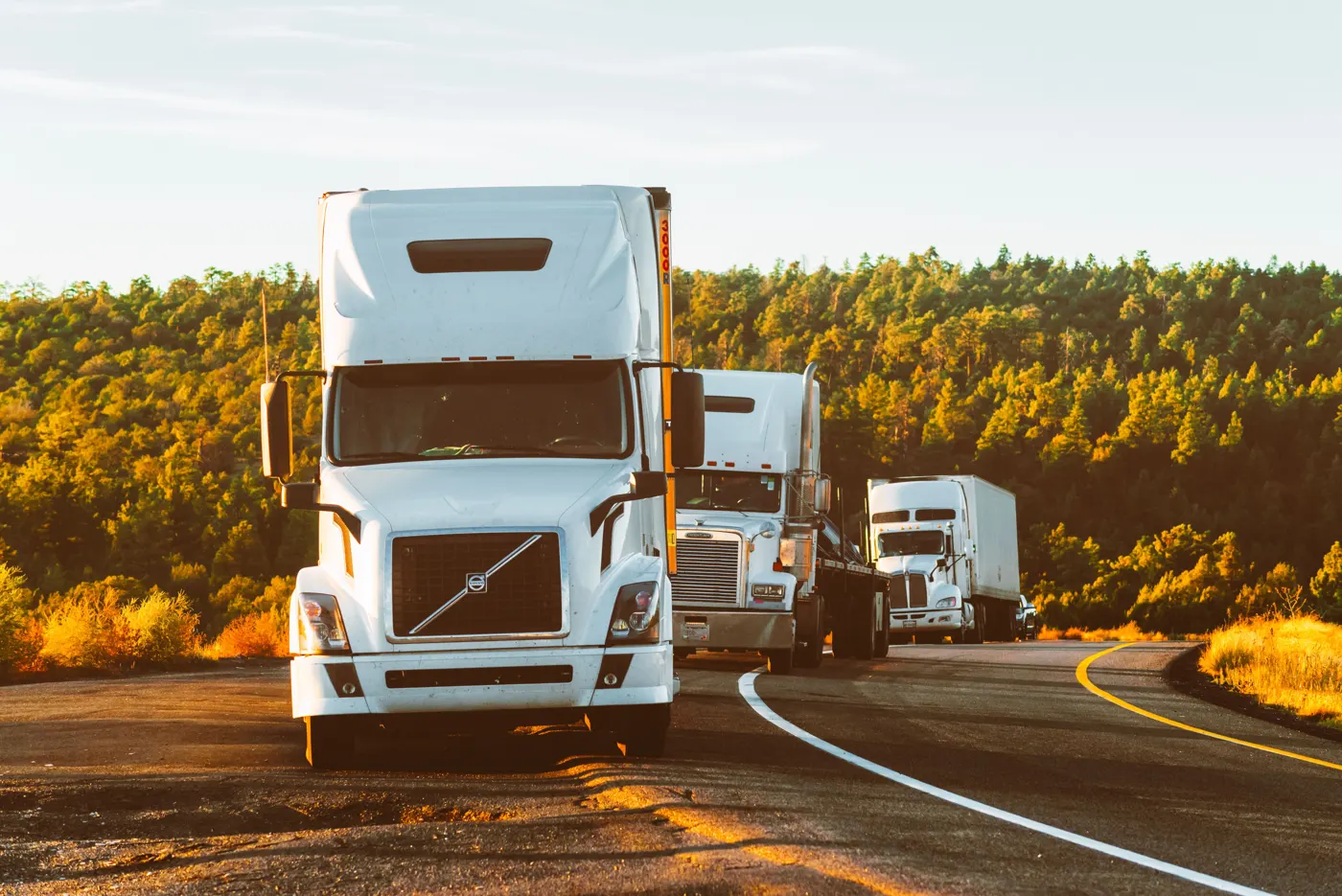 Commercial truck beside a roadway